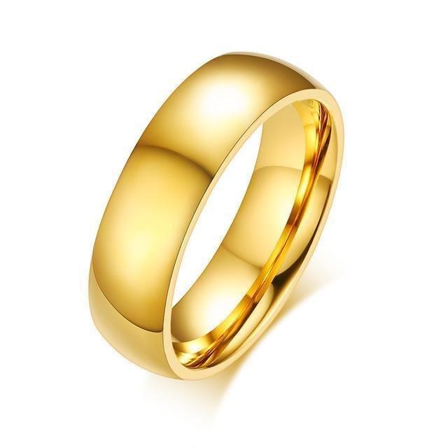 Vnox Gold-color Wedding Bands Ring for Women Men Jewelry 6mm Stainless Steel Engagement Ring US Size 5 to 13 Anniversary Gift - Natna Shop