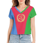 T-Shirt Eritrean Flag Batwing Sleeve V-Neck Top Chiffon - Natna Shop