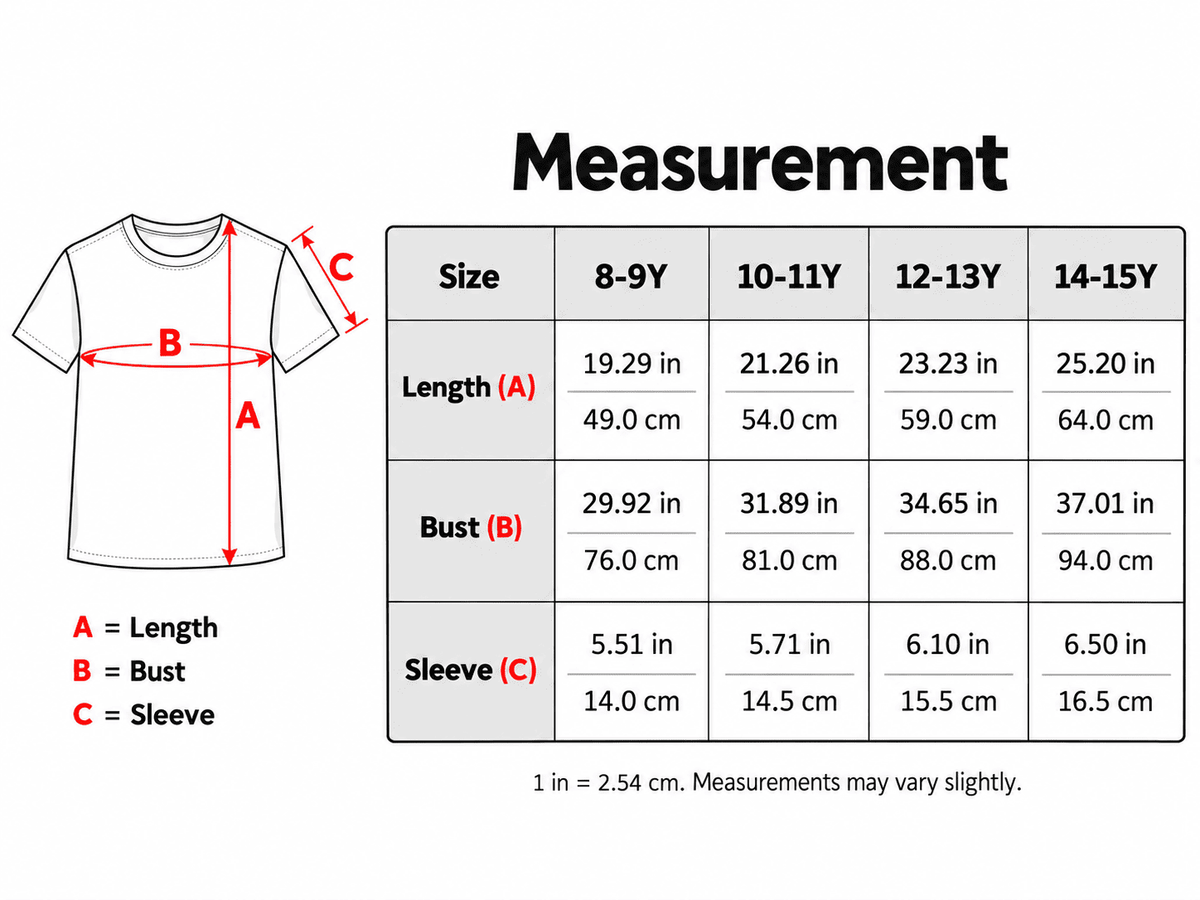 T-Shirt 8-15years Black O-Neck Big
