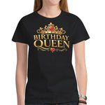 Birthday Queen women’s all over print T-shirt black