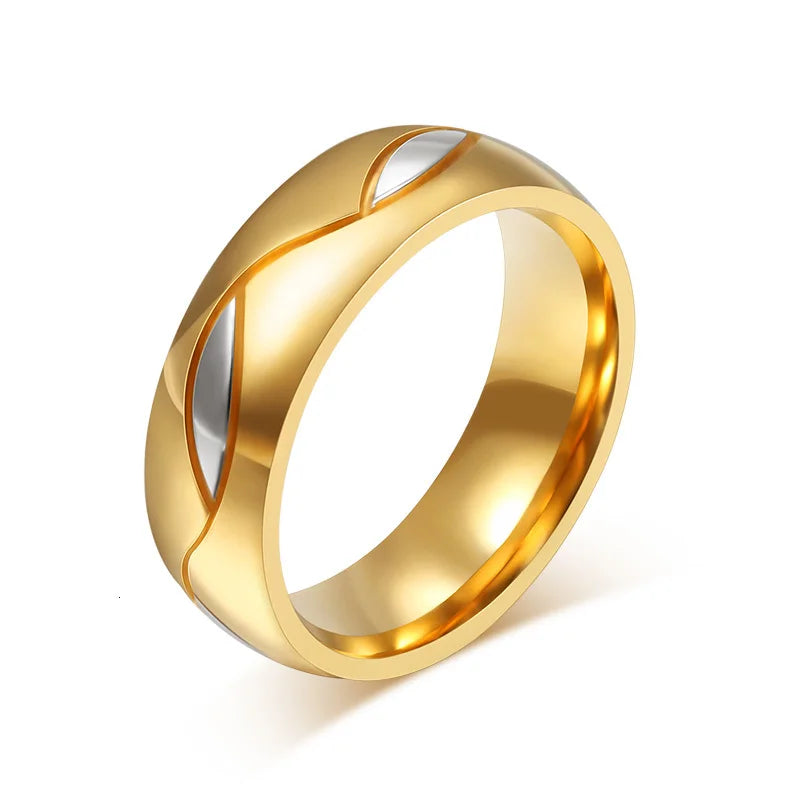 Gold Stainless Steel Wedding Band Ring for Men & Women | Classic Polished Couple Ring | Engagement & Promise Jewelry