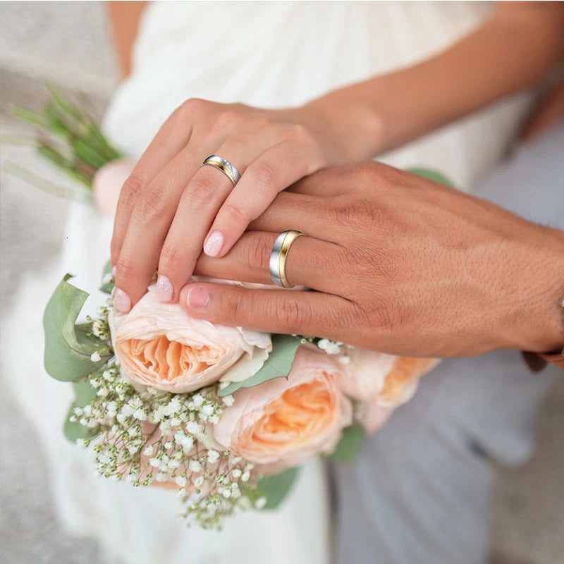 Gold Stainless Steel Wedding Band Ring for Men & Women | Classic Polished Couple Ring | Engagement & Promise Jewelry