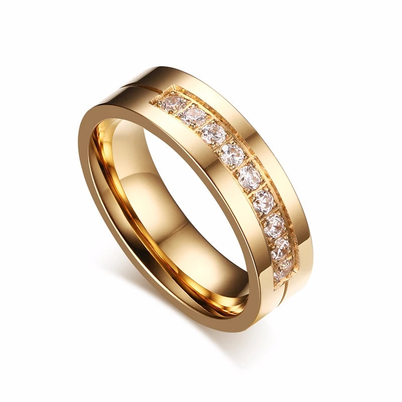 Gold Stainless Steel Wedding Band Ring for Men & Women | Classic Polished Couple Ring | Engagement & Promise Jewelry