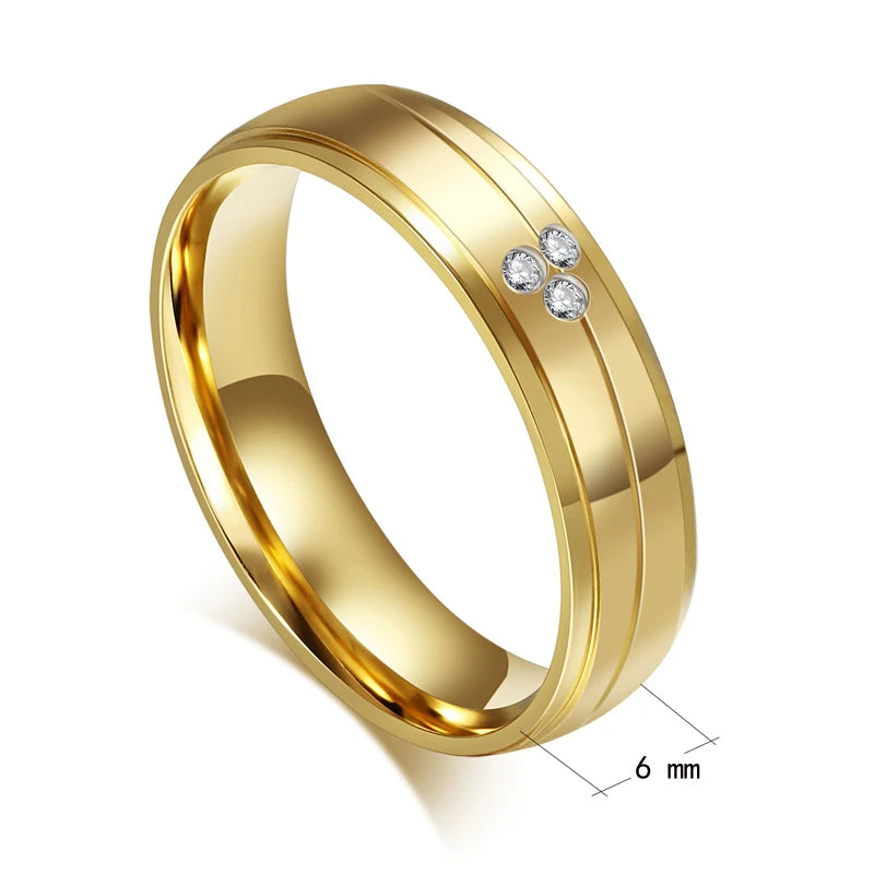Gold Stainless Steel Wedding Band Ring for Men & Women | Classic Polished Couple Ring | Engagement & Promise Jewelry