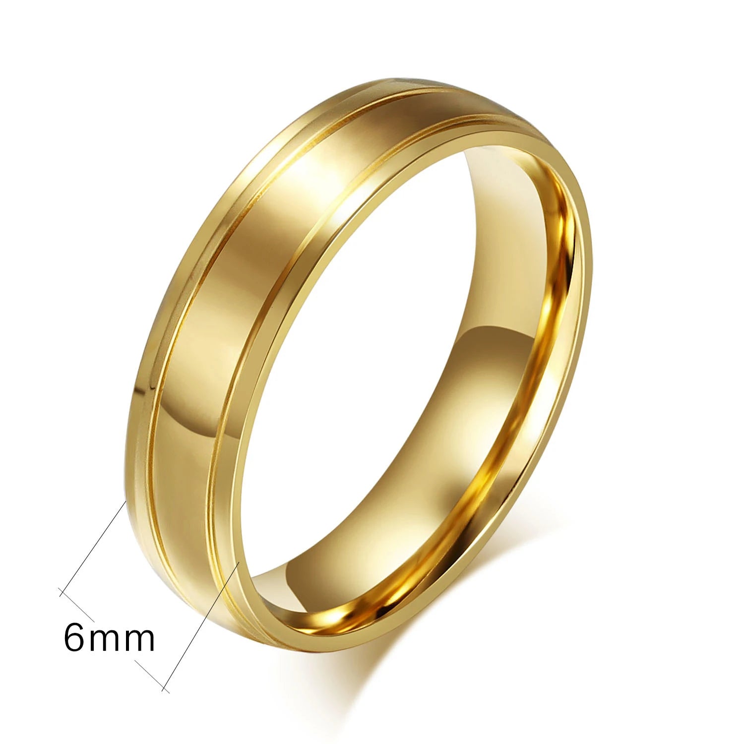 Gold Stainless Steel Wedding Band Ring for Men & Women | Classic Polished Couple Ring | Engagement & Promise Jewelry
