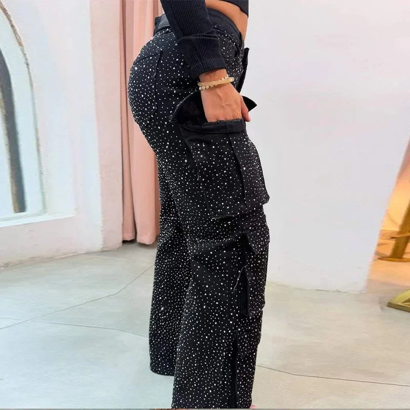 Sparkle High-Waisted Rhinestone Jeans for Women