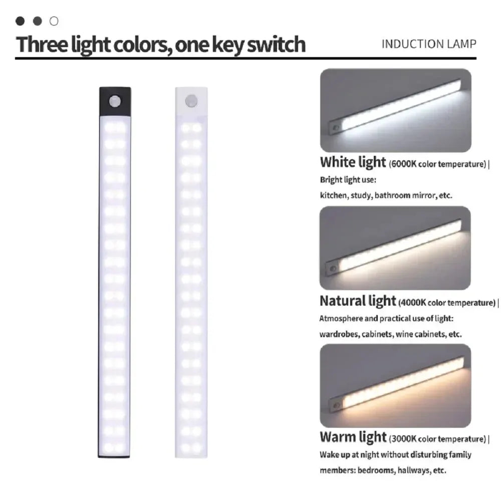Rechargeable Motion Sensor LED Cabinet Light – USB-C Under Cabinet & Wardrobe Lamp (10-60 cm, Dimmable