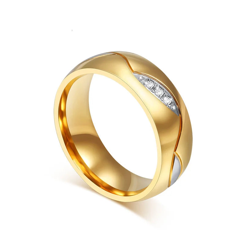 Gold Stainless Steel Wedding Band Ring for Men & Women | Classic Polished Couple Ring | Engagement & Promise Jewelry