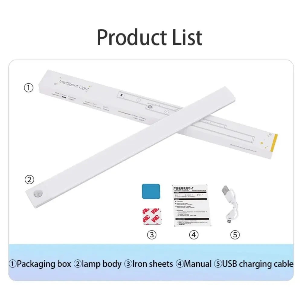 Rechargeable Motion Sensor LED Cabinet Light – USB-C Under Cabinet & Wardrobe Lamp (10-60 cm, Dimmable
