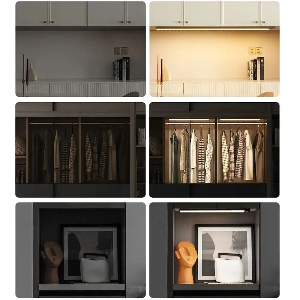 Rechargeable Motion Sensor LED Cabinet Light – USB-C Under Cabinet & Wardrobe Lamp (10-60 cm, Dimmable