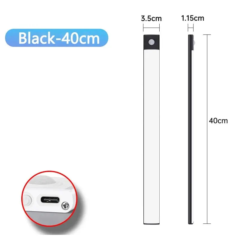 Rechargeable Motion Sensor LED Cabinet Light – USB-C Under Cabinet & Wardrobe Lamp (10-60 cm, Dimmable