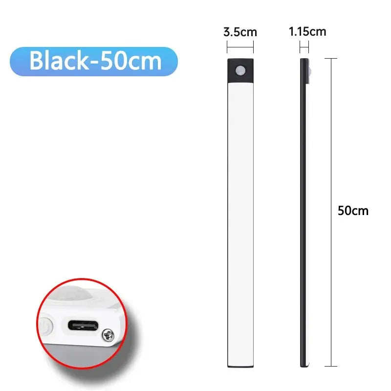 Rechargeable Motion Sensor LED Cabinet Light – USB-C Under Cabinet & Wardrobe Lamp (10-60 cm, Dimmable