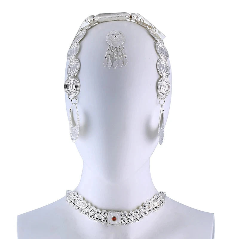 ሰርጎ ቢሌን Sergo Bilen Full Set Women’s Bridal Jewelry – 5pcs Classic Copper Alloy Set (Gold/Silver) - Natna Shop
