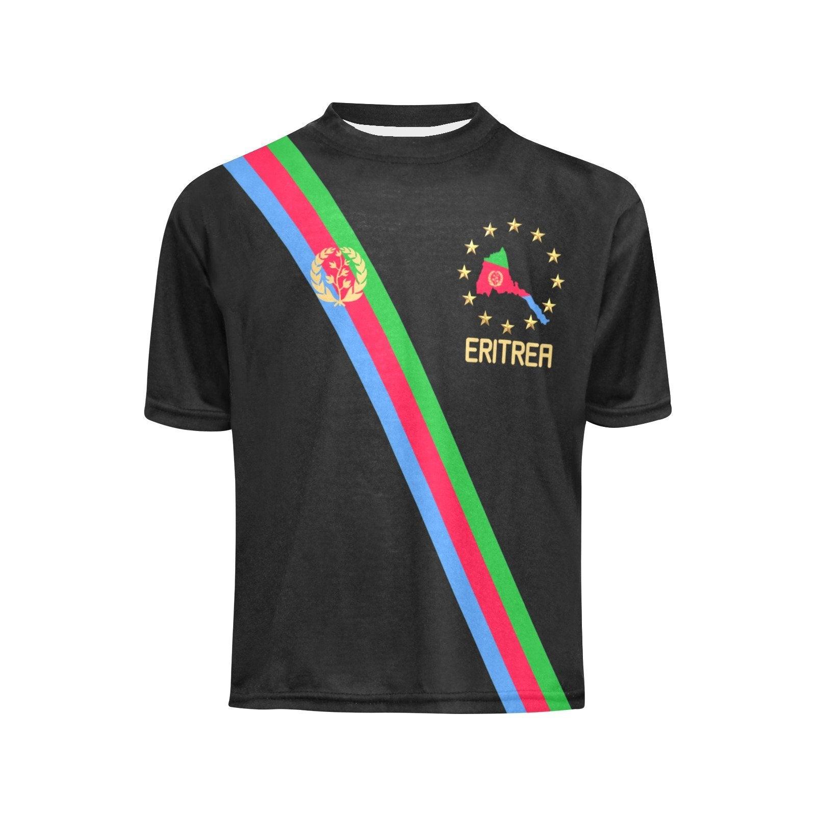 Eritrean Proud Kid T-Shirt Little Boys' All Over Print Crew Neck Black - Natna Shop