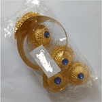 Set Gold Color Blue Stone Necklace Earrings Bangle Ring Eritrea Wedding Habesha Jewelry #001715 - Natna Shop