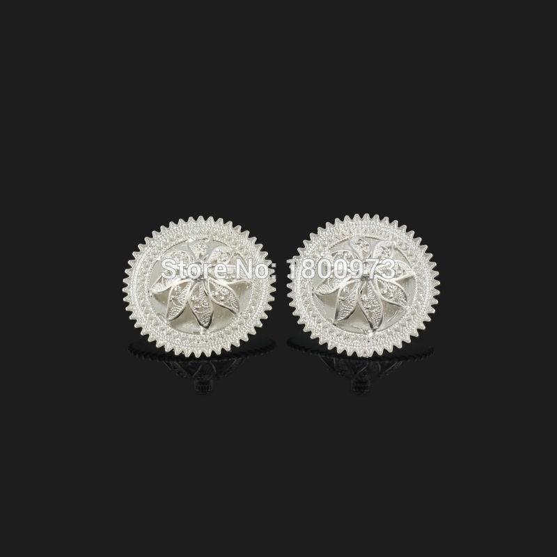 Ethiopian Crystal Pendant/Earrings/Ring/Necklace Jewelry Silver Plated Habesha Jewelry African 4PCS Wedding Jewelry Sets - Natna Shop