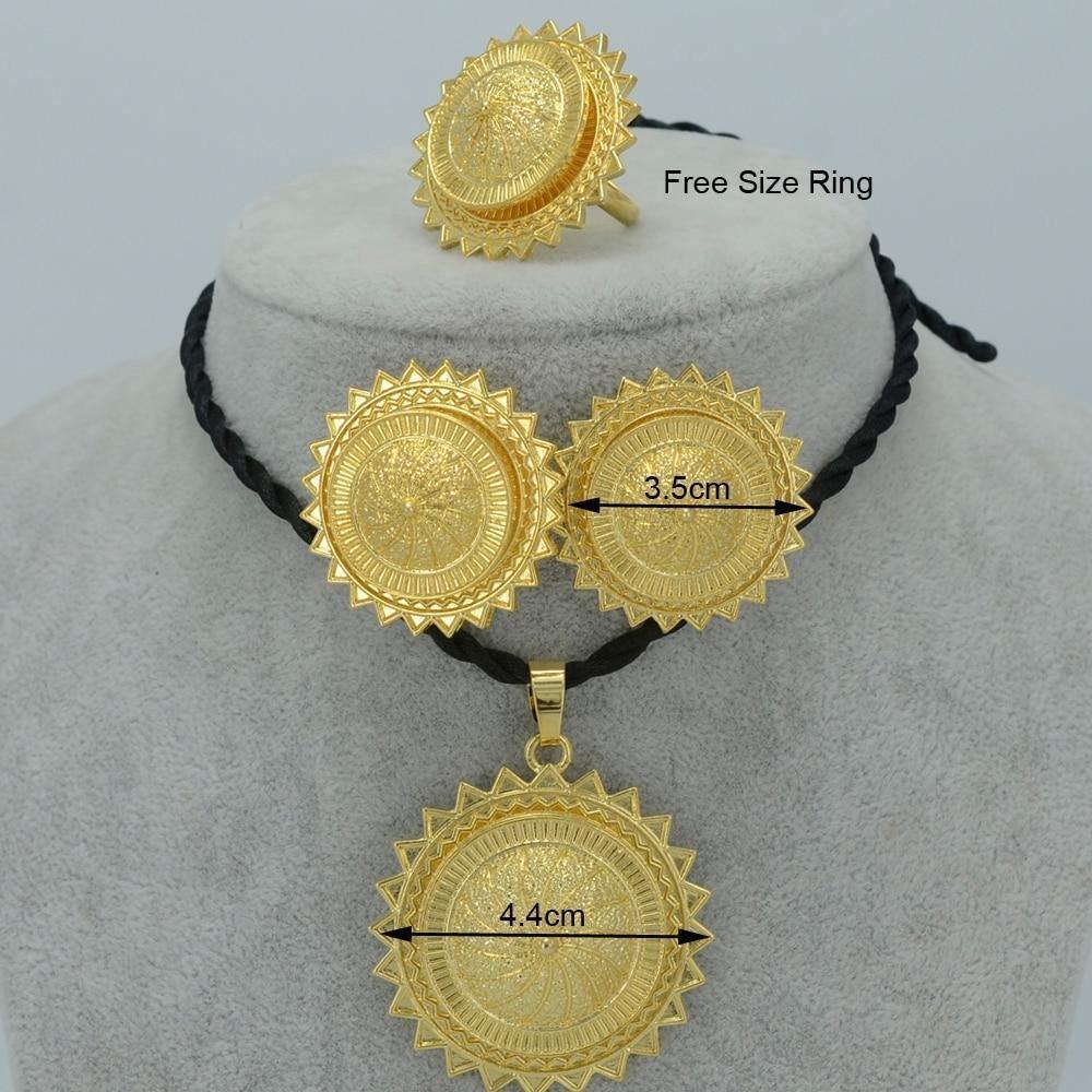 Ethiopian Wedding Habesha Jewelry Eritrea  Gold Color Set Pendant - Natna Shop