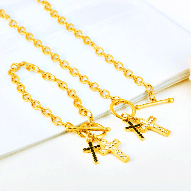 Gold Color Jewellery   Earring Cross Necklace Earring Women - Natna Shop