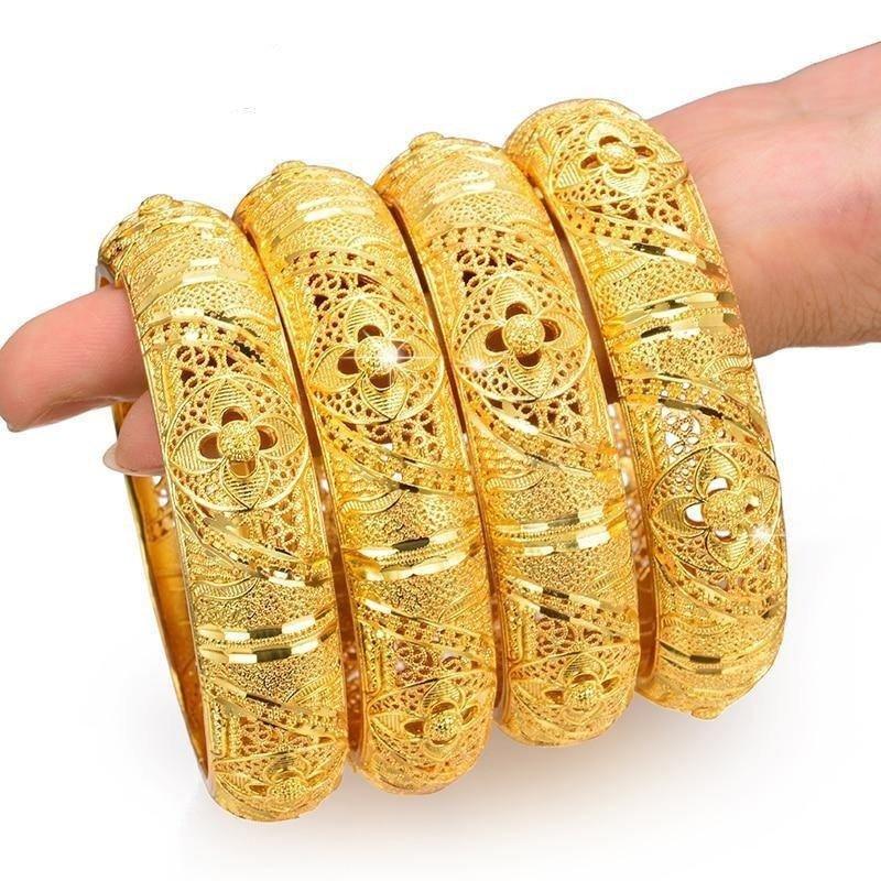 Wedding Jewelry Bracelet For Women Girls Gold Color Arab/Ethiopian 4pcs - Natna Shop