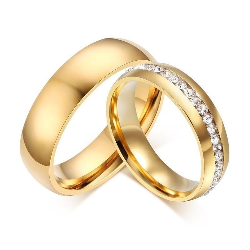 Vnox Gold-color Wedding Bands Ring for Women Men Jewelry 6mm Stainless Steel Engagement Ring US Size 5 to 13 Anniversary Gift - Natna Shop